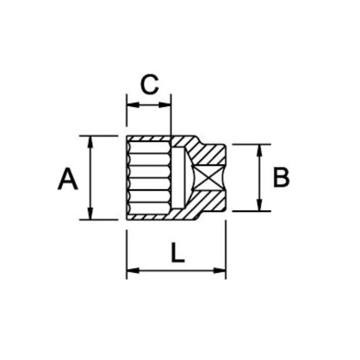Cubo de Impacto 1-1/8" con Entrada 1/2" de 6 Caras, EgaMaster