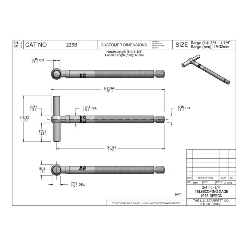 Telescopic Gauge 3/4-1.1/4" Starrett