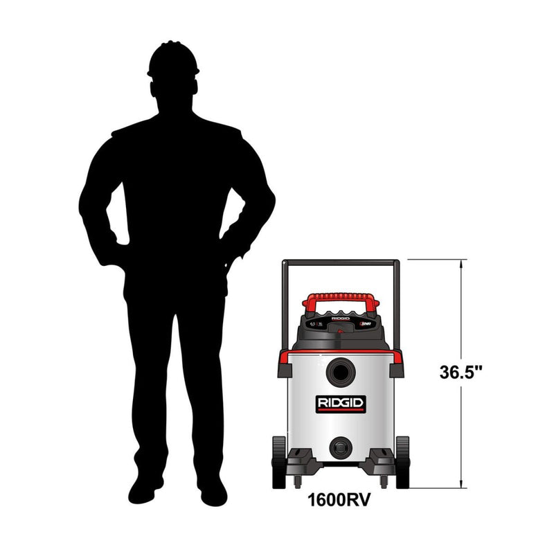 Aspiradora para Sólidos y Líquidos de Acero Inoxidable 16 Galones, Ridgid - Tienda Henca