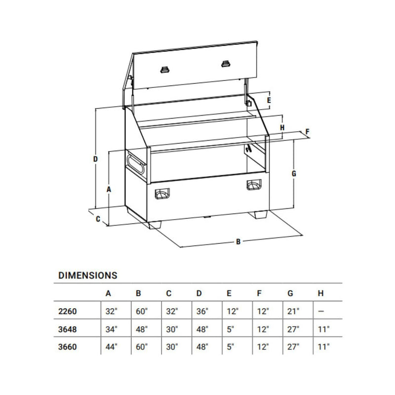 Caja de Metal para Piso con Tapa Inclinada 60" x 30" x 44", Greenlee - Tienda Henca