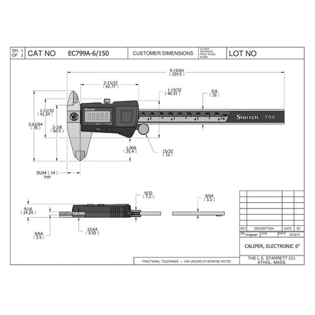 Calibrador Electrónico Digital 6" 0.0005"/0.01MM Lectura En Milímetros Y Pulgadas Starrett - Tienda Henca