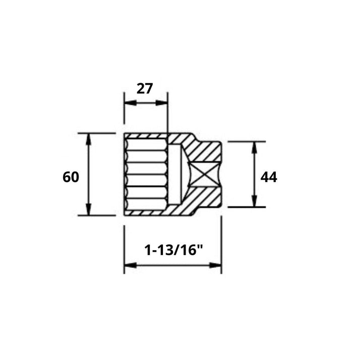 Cubo de Impacto 1 - 13/16" con entrada 3/4" de 6 Caras, EgaMaster - Tienda Henca