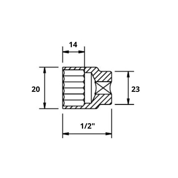 Cubo de Impacto 1/2" con Entrada 1/2" de 6 Caras, EgaMaster - Tienda Henca