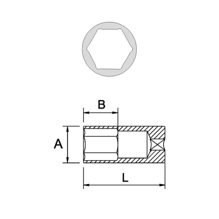 Cubo de Impacto Largo 1" con Entrada 1/2" de 6 Caras, EgaMaster - Tienda Henca