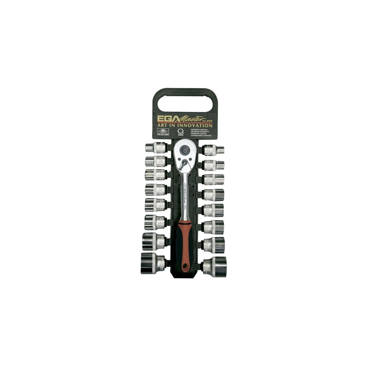 Cubos Mecánicos 5/16" - 1 - 1/4" EGAMASTER | Entrada 1/2" | 12 Caras | 17 Pzs. - Tienda Henca