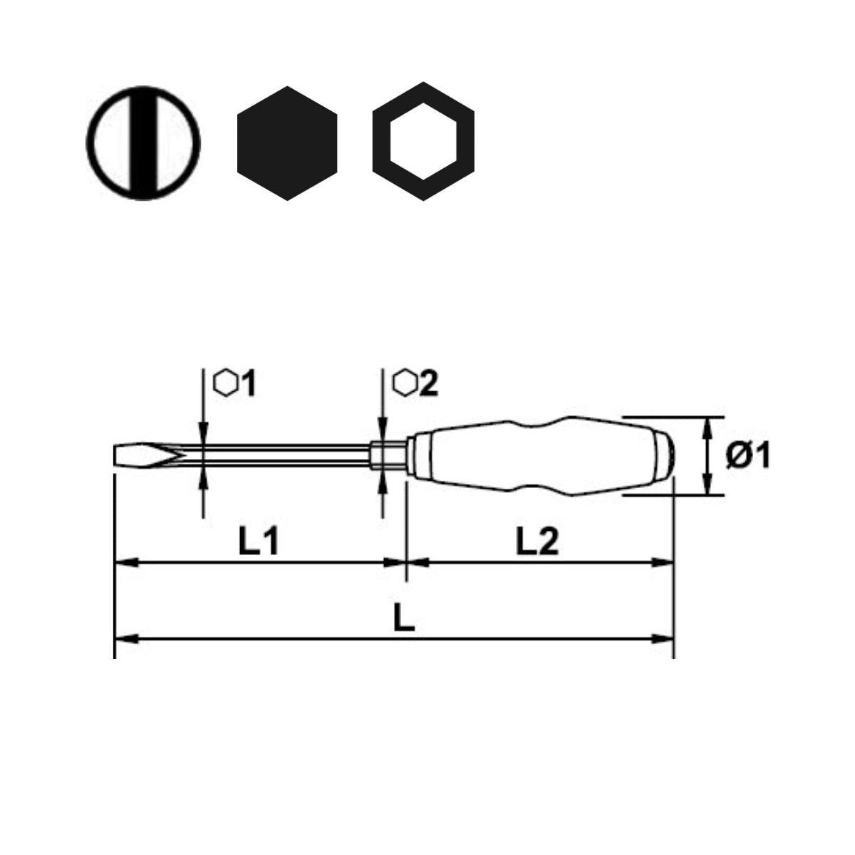 Destornillador Plano EGAMASTER con Varilla Hexagonal | 6.5x125MM - Herramientas Especiales Nacionales S.R.L.