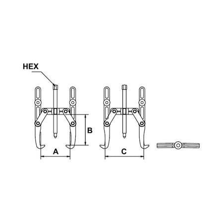 Extractor Mecánico 2 Patas | 10 TON | 12" (50 - 320 MM) - Herramientas Especiales Nacionales S.R.L.