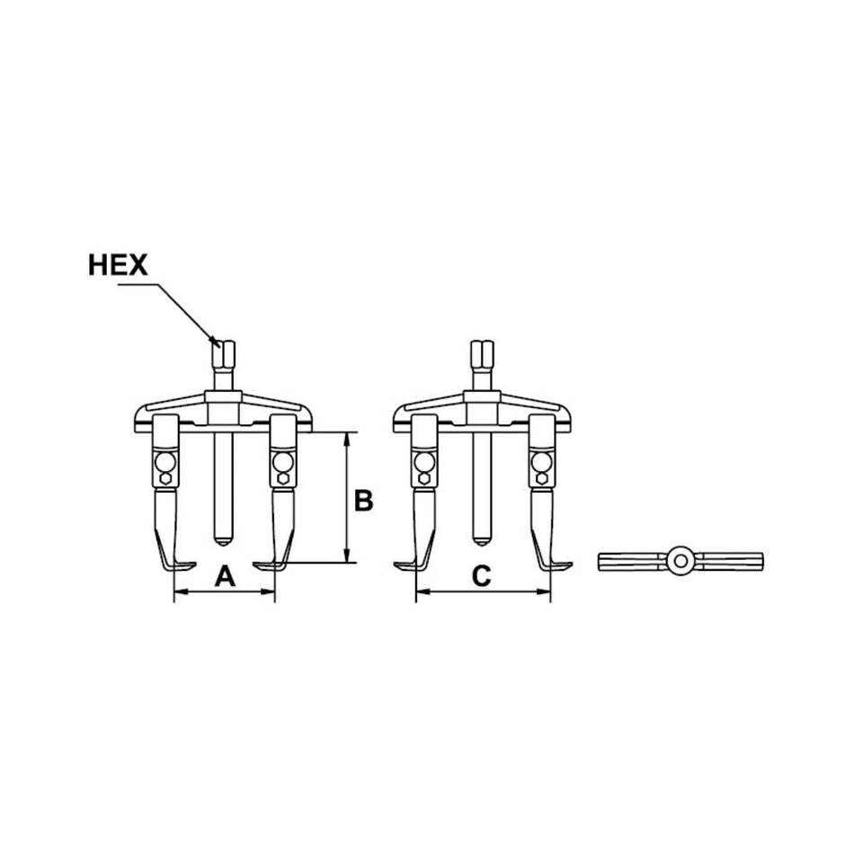 Extractor Mecánico 2 Patas | 4.5 TON | 6" (50 - 160 MM) - Herramientas Especiales Nacionales S.R.L.