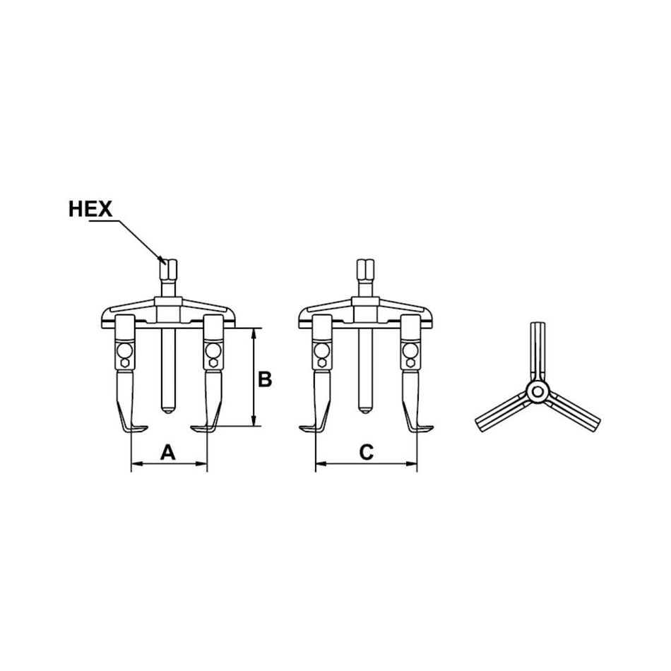 Extractor Mecánico 3 Patas | 4 TON | 5" (25 - 130 MM) - Herramientas Especiales Nacionales S.R.L.