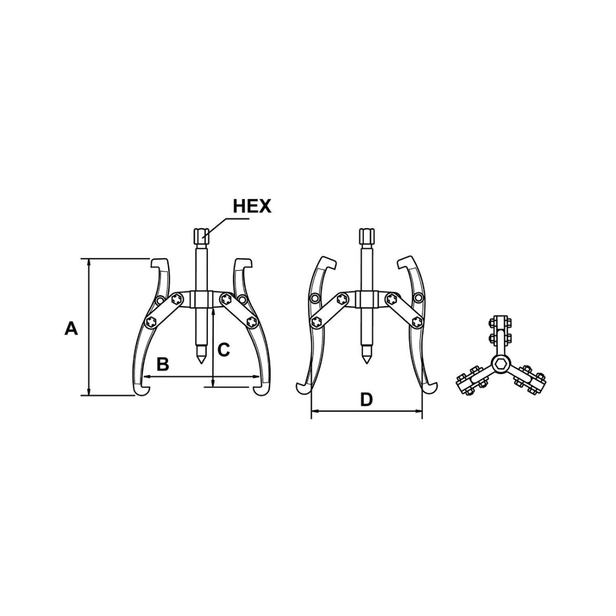 Extractor Mecánico 3 Patas | 7 TON | 8" (30 - 210 MM) - Herramientas Especiales Nacionales S.R.L.