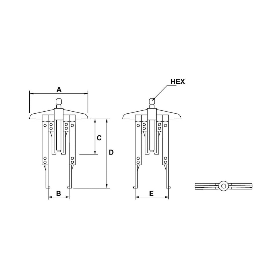 Extractor Mecánico 4 Patas | 2.5 TON | 7" (45 - 210 MM) - Herramientas Especiales Nacionales S.R.L.
