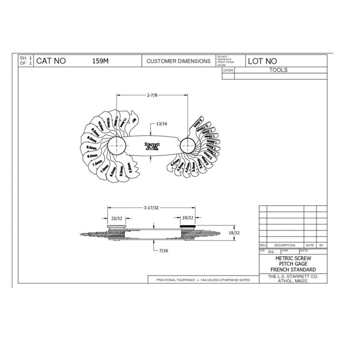 Galga De Rosca En Milímetros De 28 Hojas 1.00 - 11.50 MM, Starrett - Tienda Henca