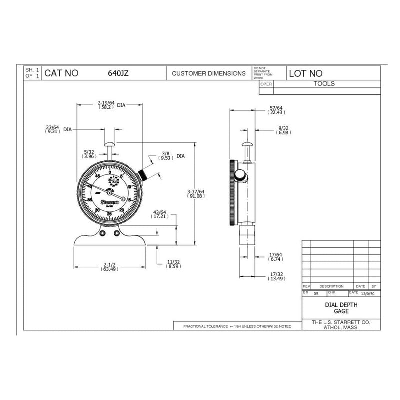 Galga Profunda 0 - 1/2" 0.0005" Starrett - Tienda Henca