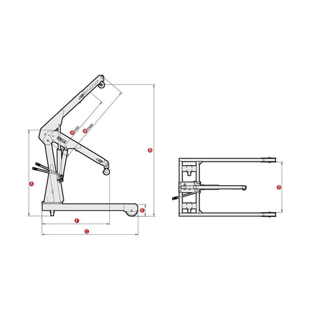 Grúa Hidraulica Fija para Motores de 3 Toneladas con Patas Paralelas, Mega - Tienda Henca