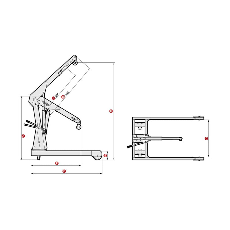 Grúa Hidraulica Fija para Motores de 3 Toneladas con Patas Paralelas, Mega - Tienda Henca