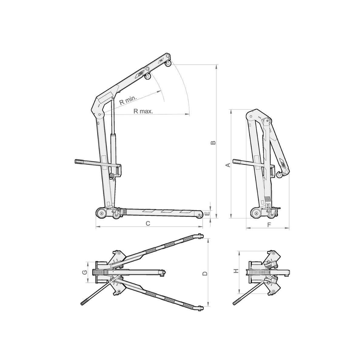 Grúa Hidráulica Plegable para Motores de 1 Tonelada, Mega - Tienda Henca