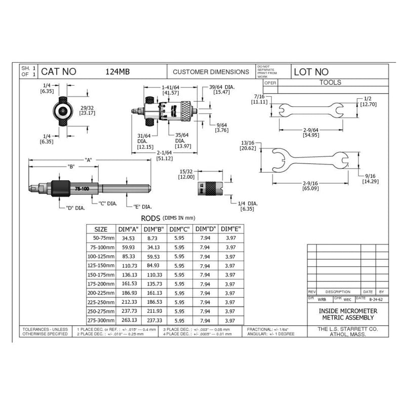 Micrómetro De Interior En Juego M50 - 300 0.01MM Starrett - Tienda Henca