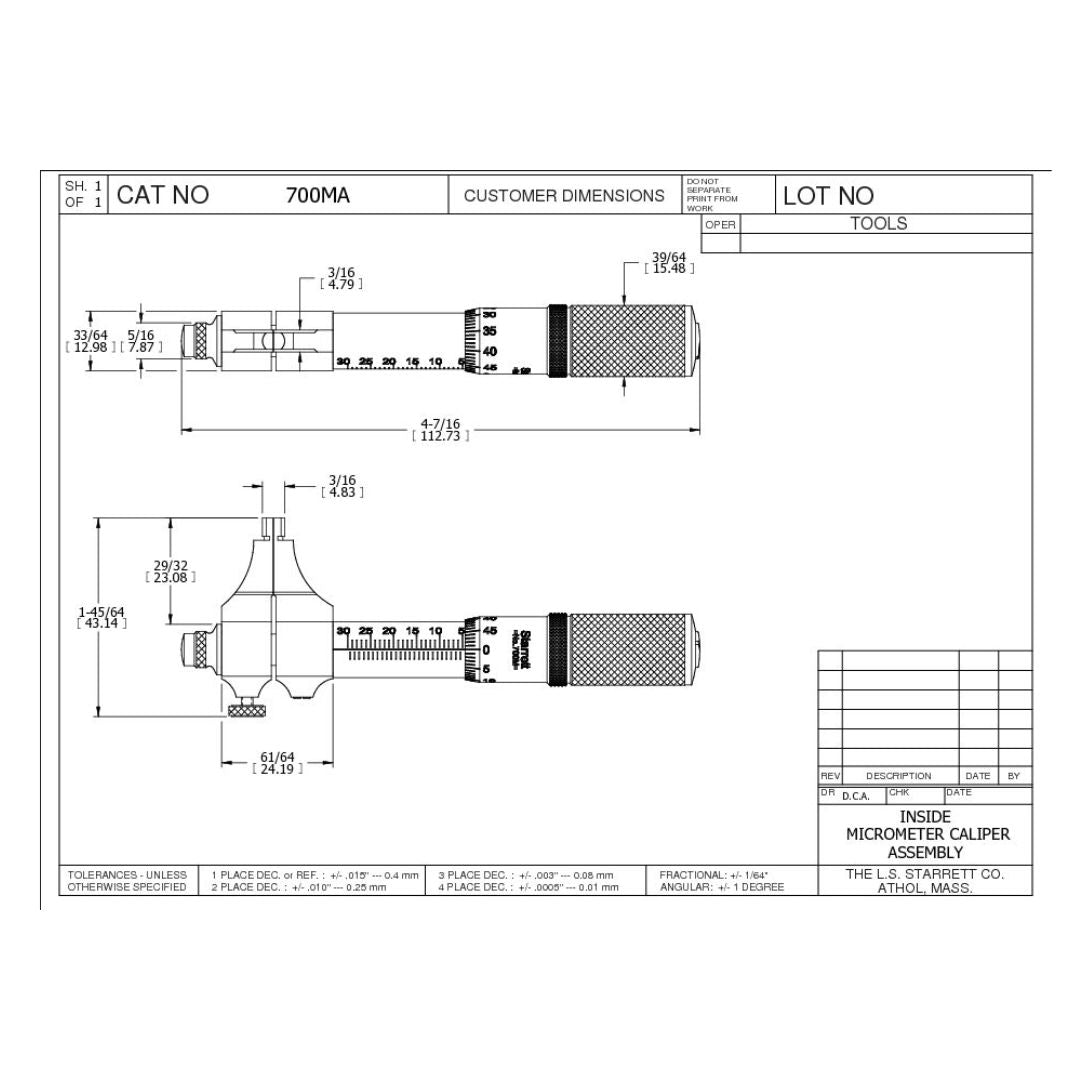 Micrómetro Vernier De Interior M5 - 30 0.01MM Starrett - Tienda Henca