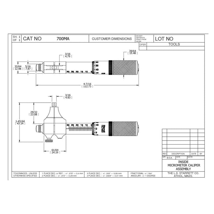 Micrómetro Vernier De Interior M5 - 30 0.01MM Starrett - Tienda Henca