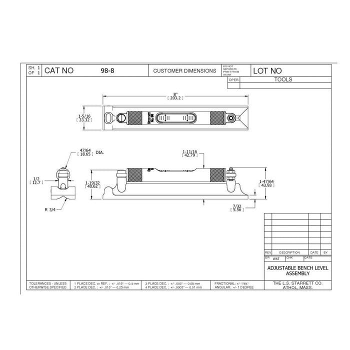 Nivel Mecánico De Precisión 12", Starrett - Tienda Henca