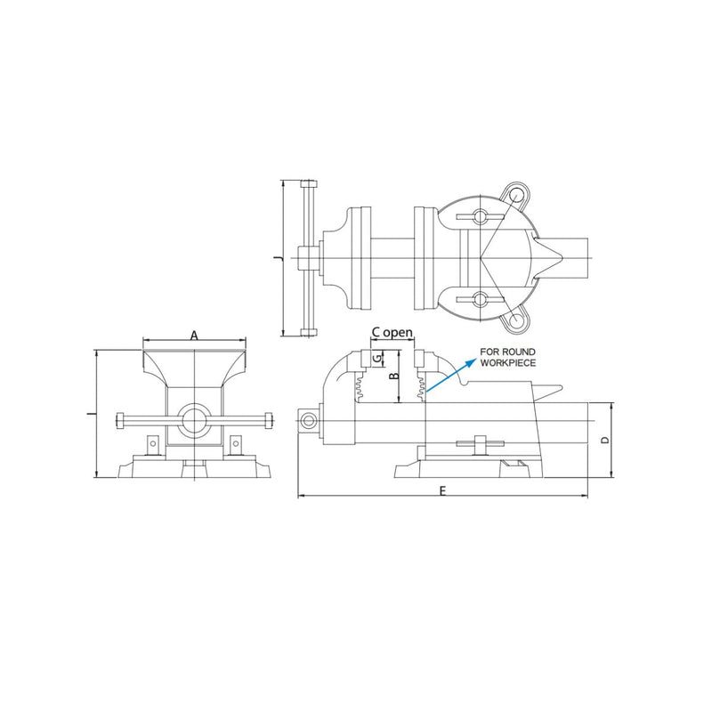 Prensa de Banco con Base Giratoria 4", Vertex - Tienda Henca