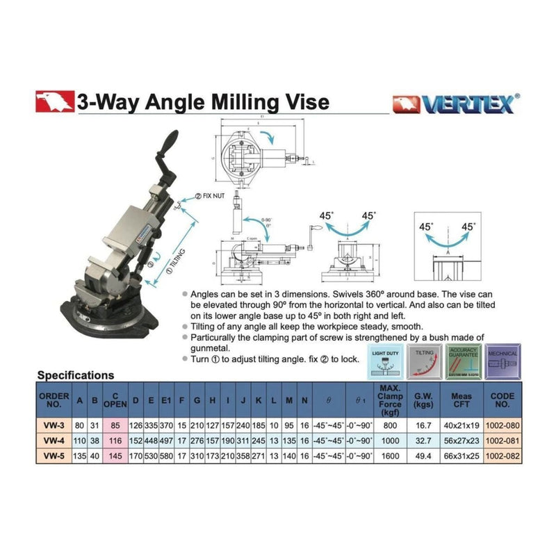 Prensa Triple en Ángulo 4", Vertex - Tienda Henca