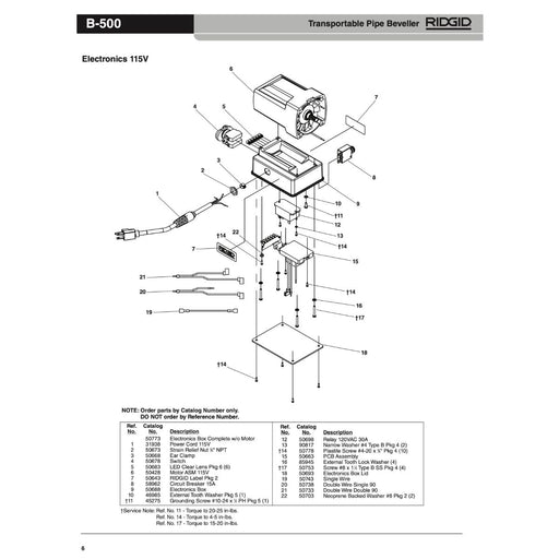 Relay (Relé) de Control de Mando 115V de Biseladora B500, Ridgid - Tienda Henca