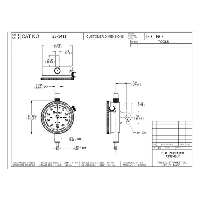 Reloj Comparador 0.001" 0 - 50 - 0 Starrett - Tienda Henca