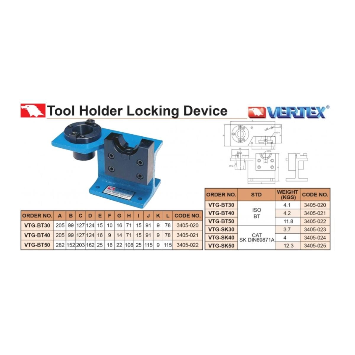 Sujetador para Apriete Cono BT40, Vertex - Tienda Henca